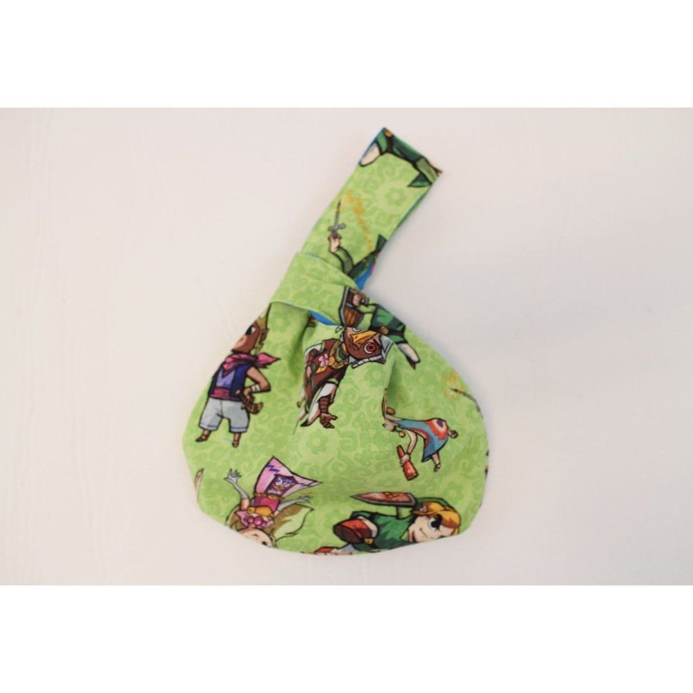 Reversible Zelda Windwaker Cotton Japanese Cotton Knot Bag